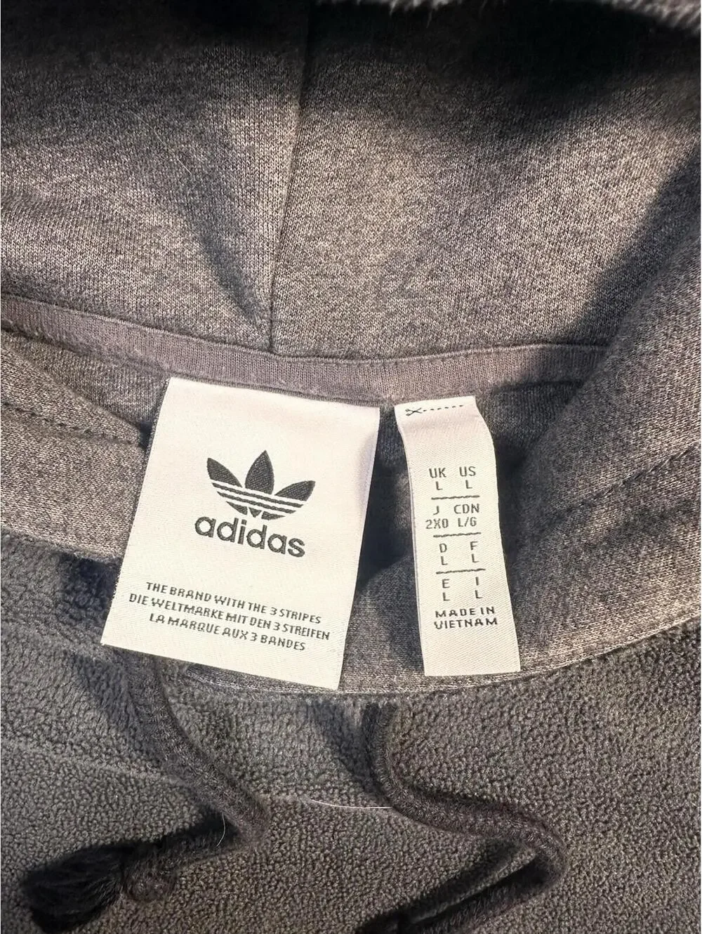 RARE Adidas ColorBlock Fleece Gray Men’s Hoodie, Sz L